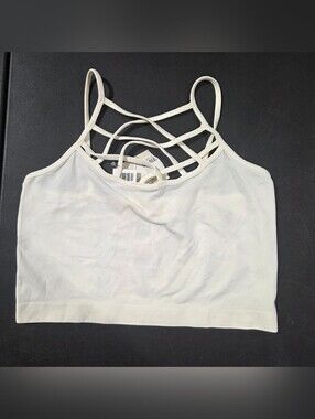 Crisscross Strappy Cropped Tank Top - Ivory